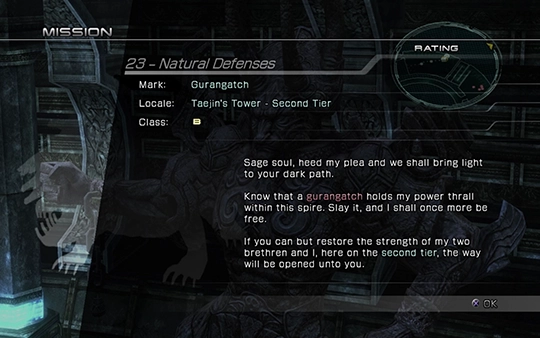 The objective overview screen for Mission 23 against Gurangatch