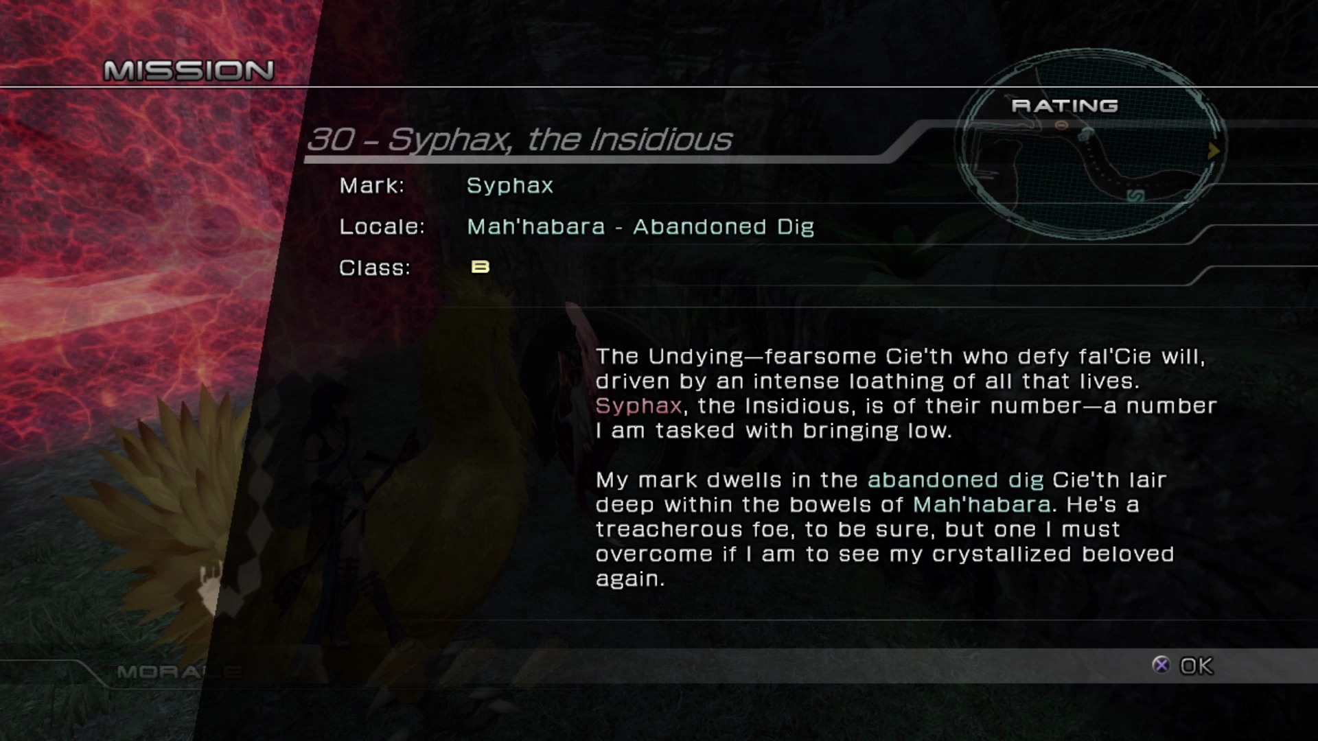 The objective overview screen for Mission 30 against Syphax