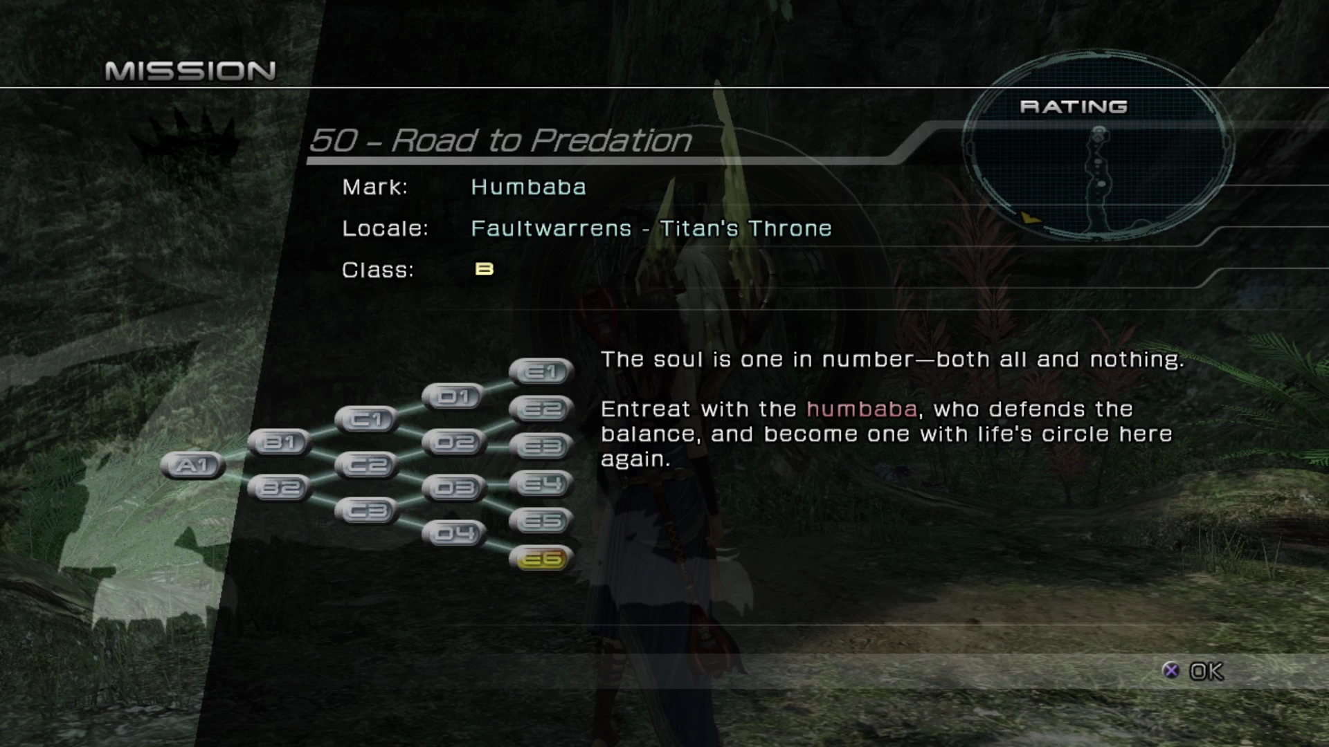 The objective overview screen for Mission 50 against Humbaba