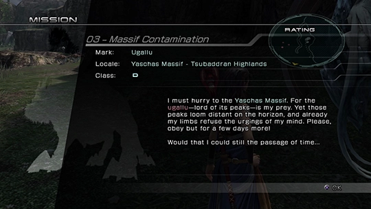 The objective overview screen for Mission 03 against Ugallu