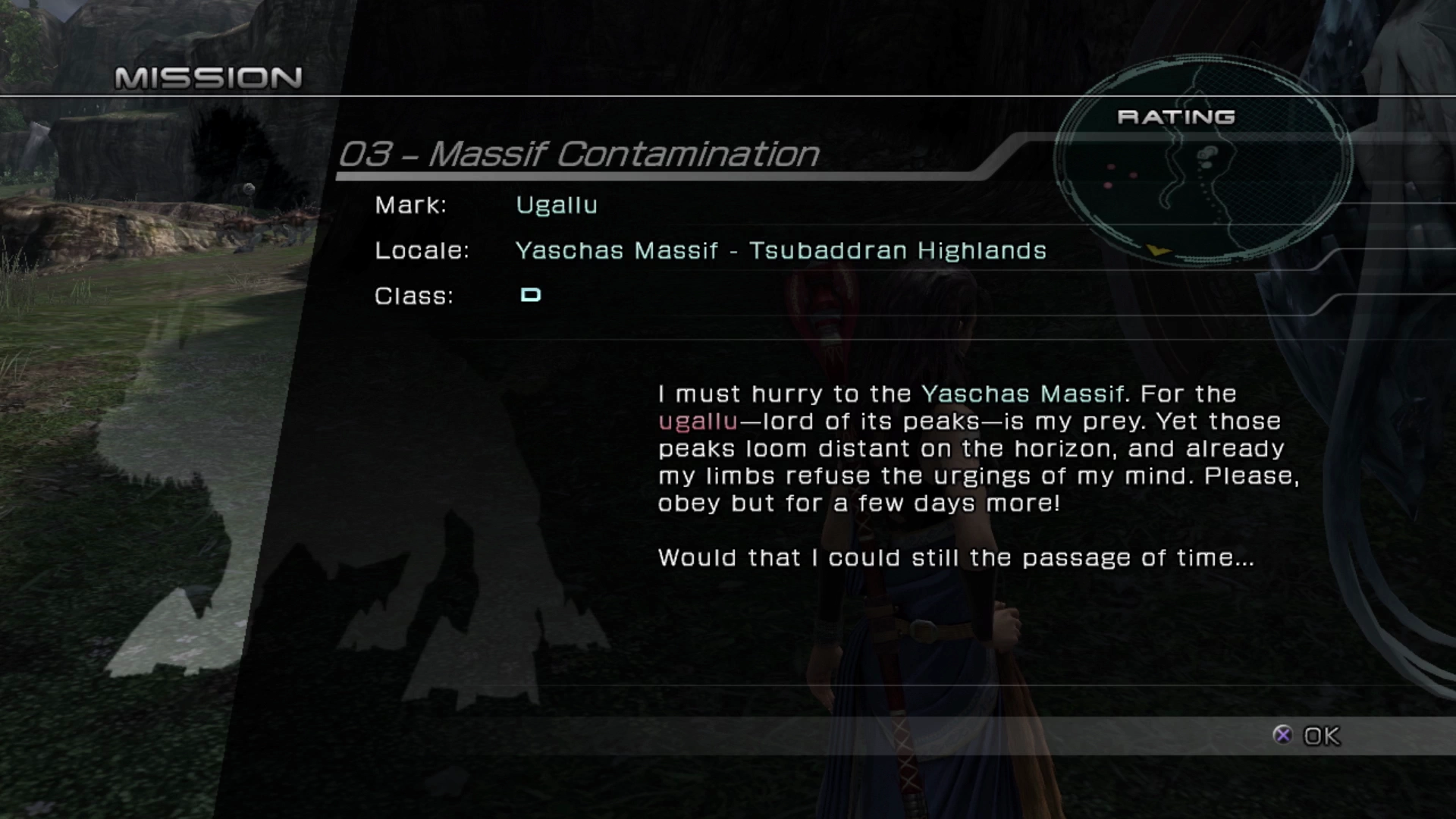 The objective overview screen for Mission 03 against Ugallu