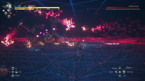 Animation of Omega Aionios’ Magic Blade Wave attack