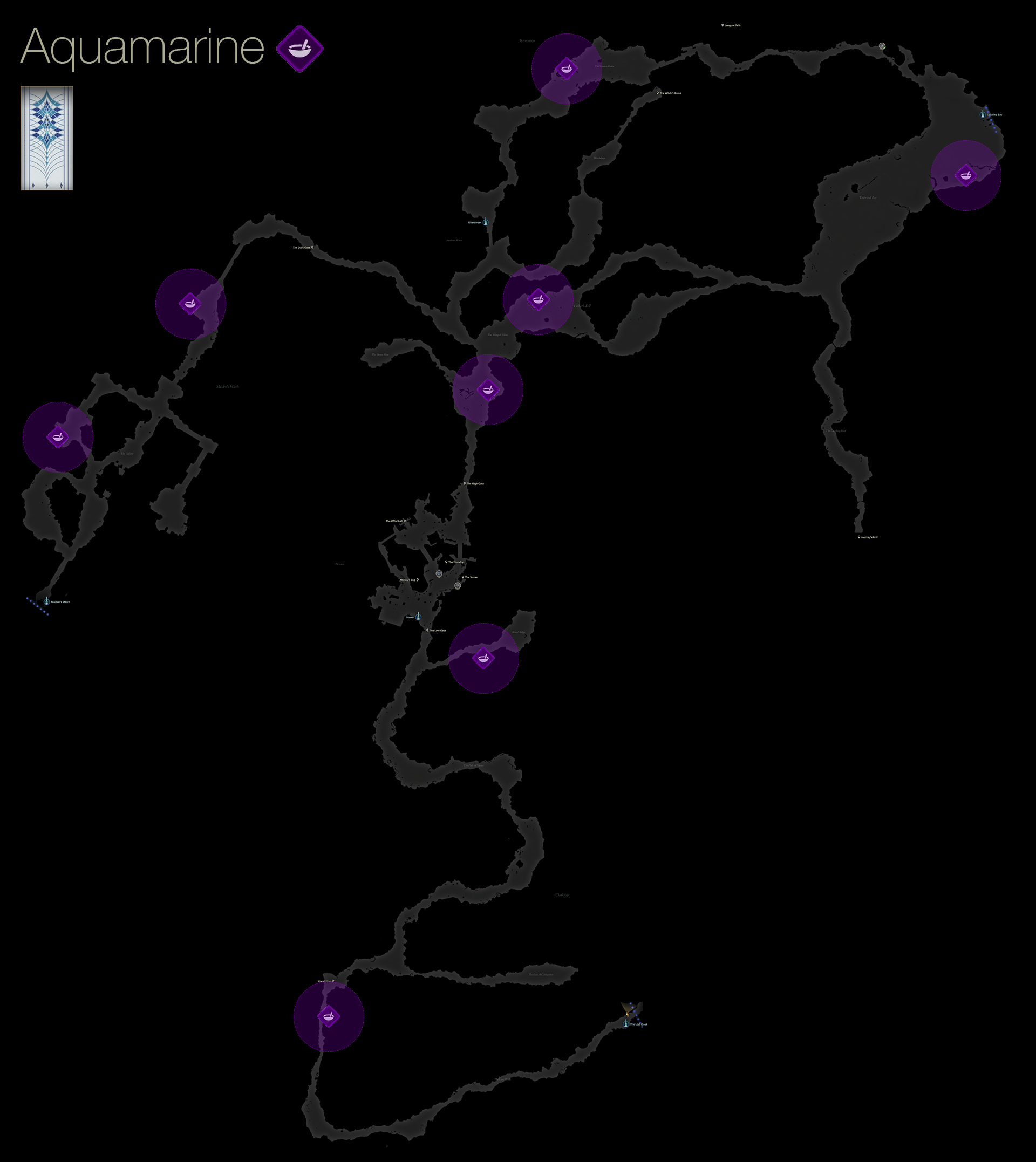 Map showing the location of the Aquamarines in Mysidia for Story/Action Mode