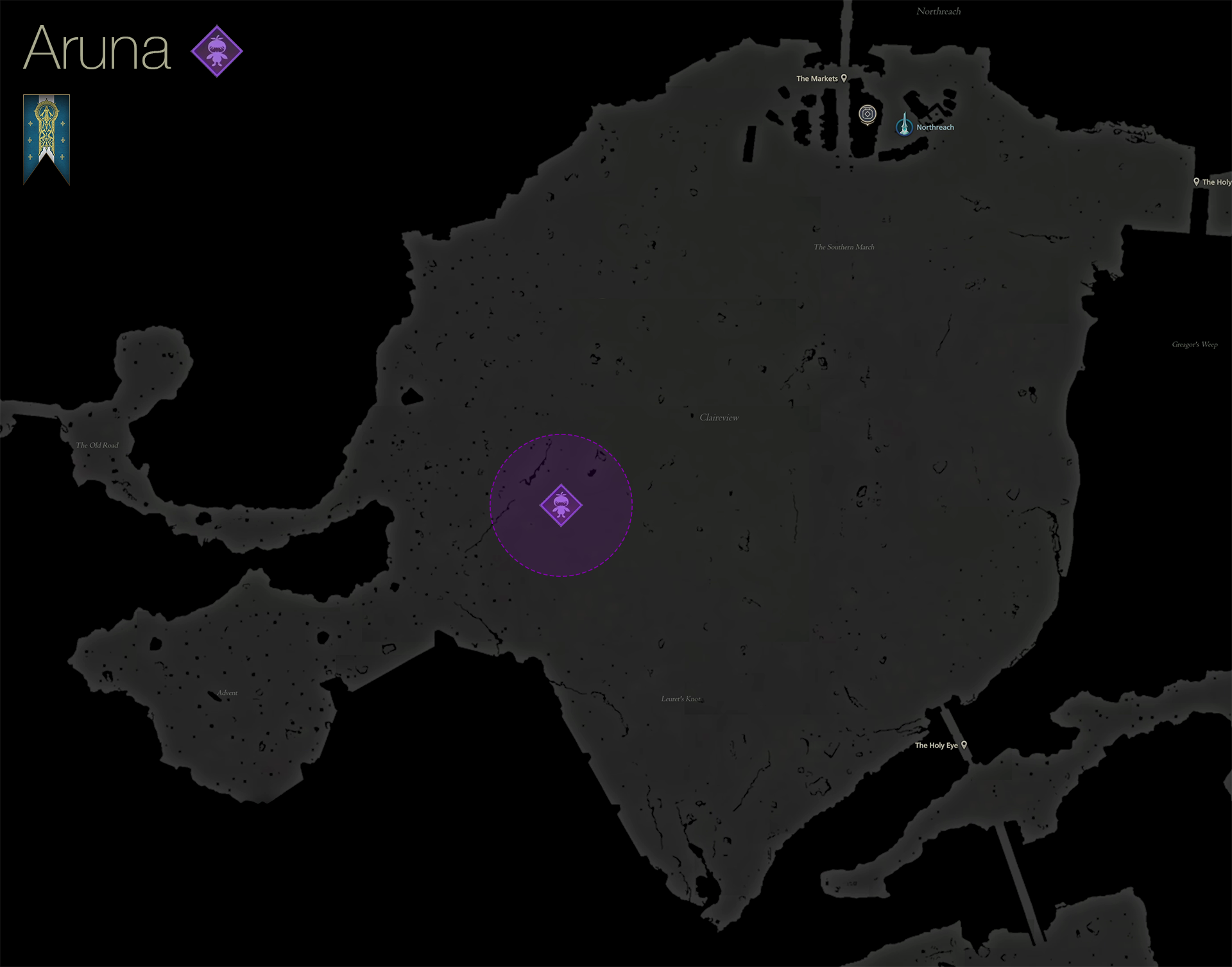 Map showing the location of the Notorious Mark, Aruna, in the Claireview area of Sanbreque