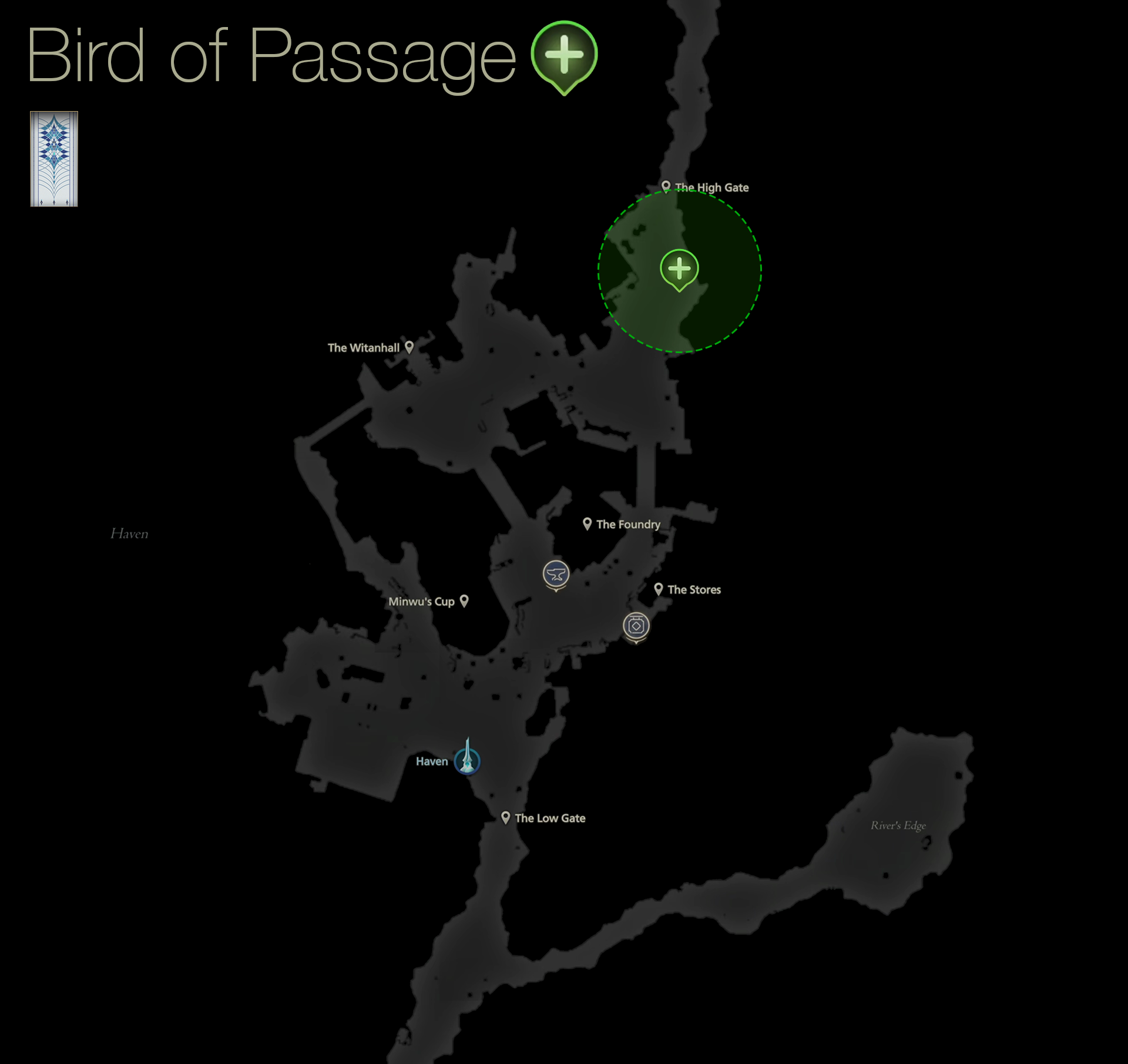 Map showing the location Manda who initiates the Bird of Passage quest to bring Ambrosia the Chocobo to Mysidia