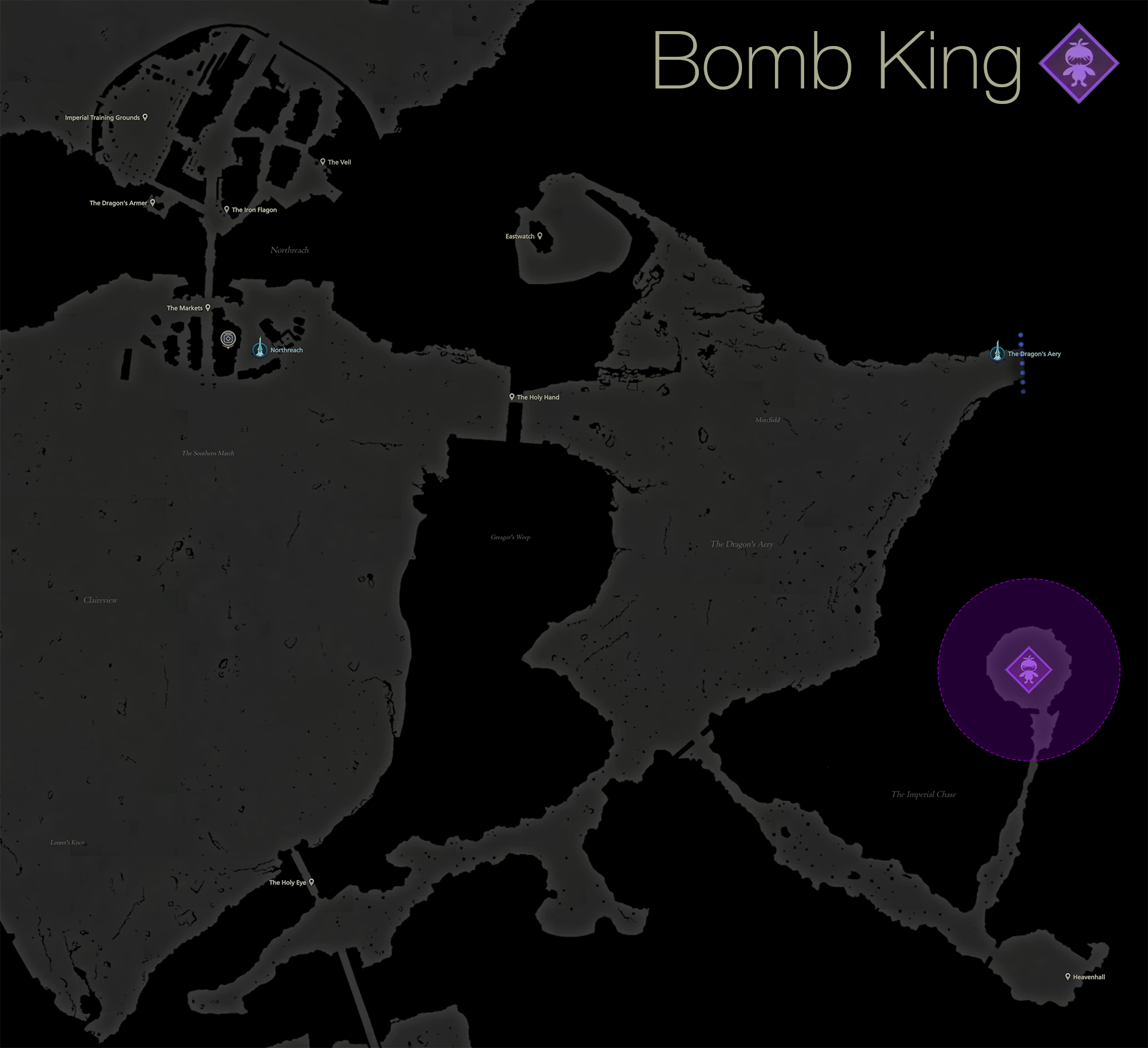 Map showing the location of the Notorious Mark, Bomb King, in the Crock area of Sanbreque