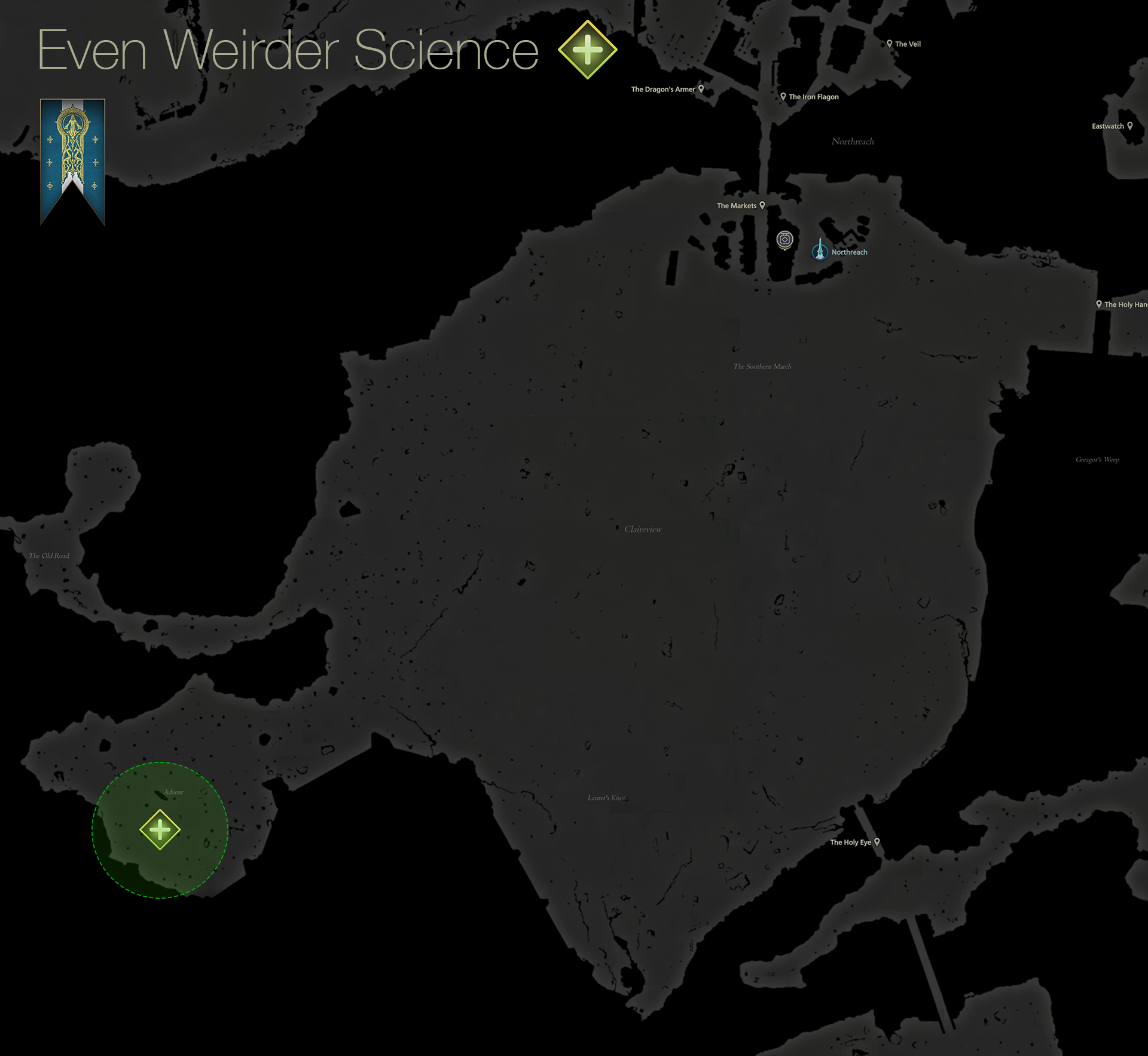 Map showing the location of the Spherical Echoes in the Advent area of Sanbreque