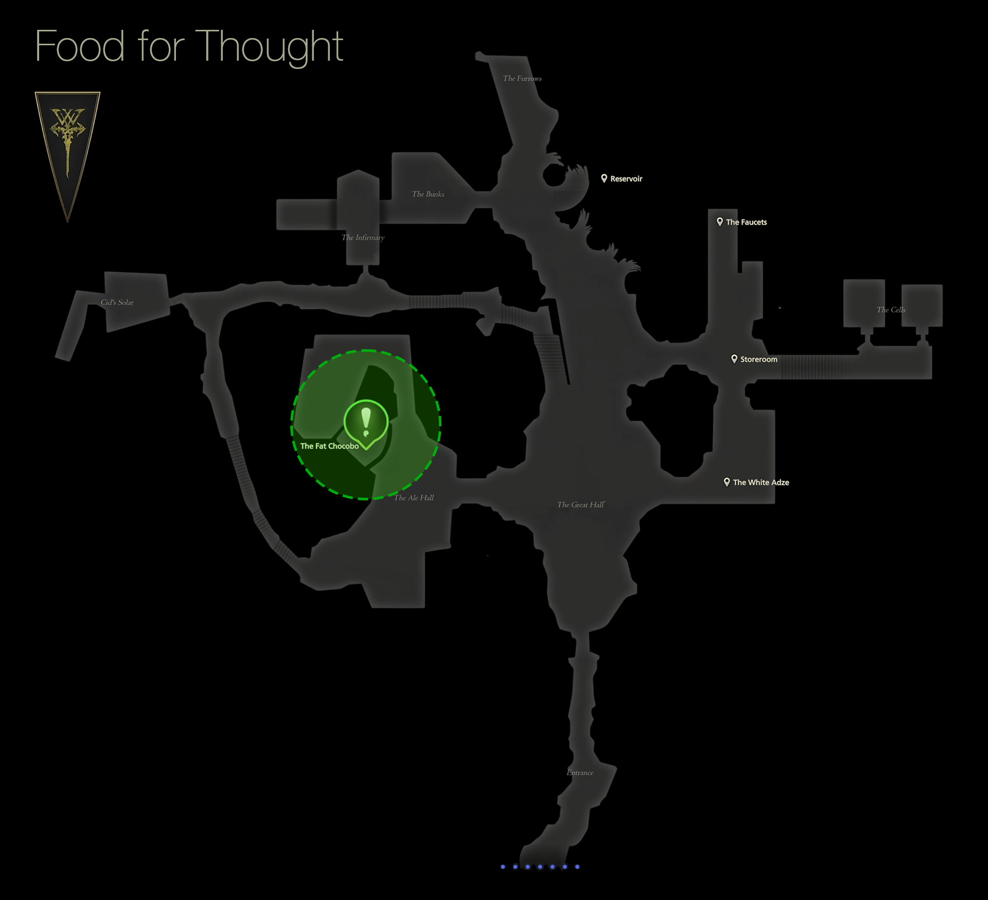 Map showing the location of Kenneth, the Kitchen Head, in the Hideaway