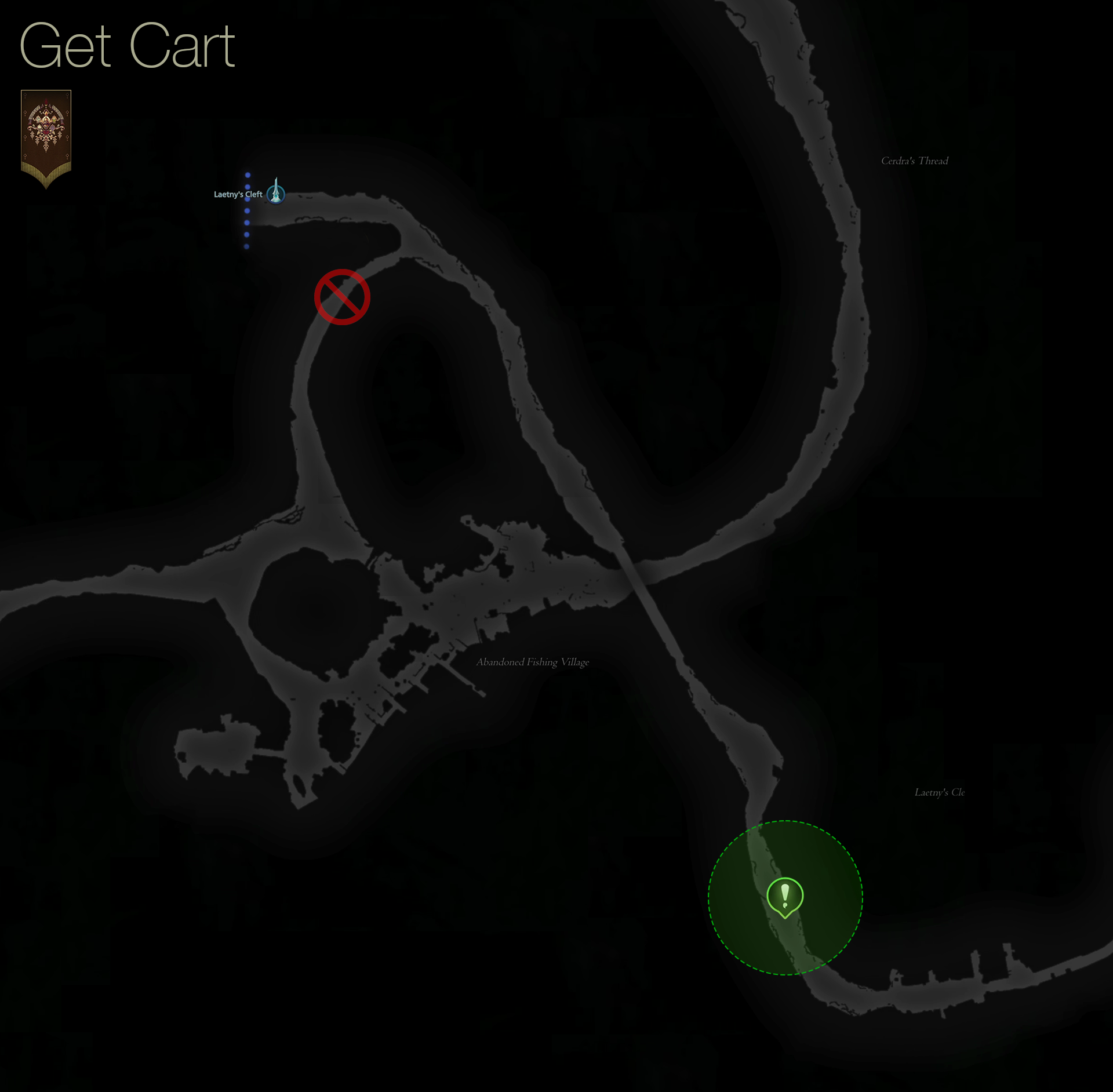 Map showing the location of the two Sellswords near Laetny’s Cleft