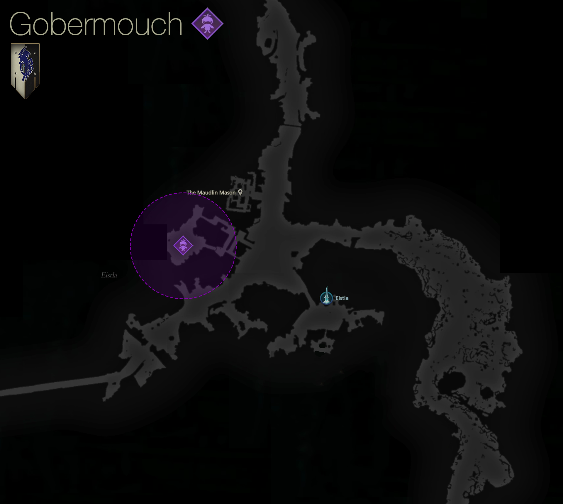 Map showing the location of the Notorious Mark, Gobermouch, in the Eistla area of Waloed
