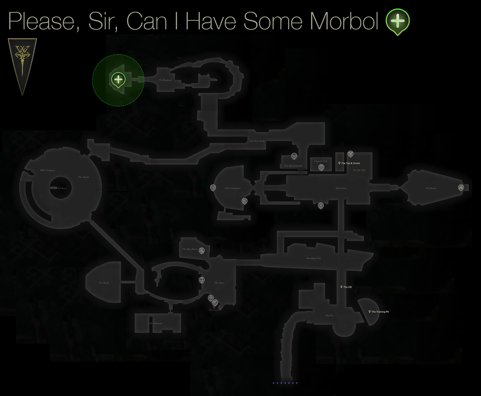 Map showing the location of Nigel in the backyard area of the Hideaway