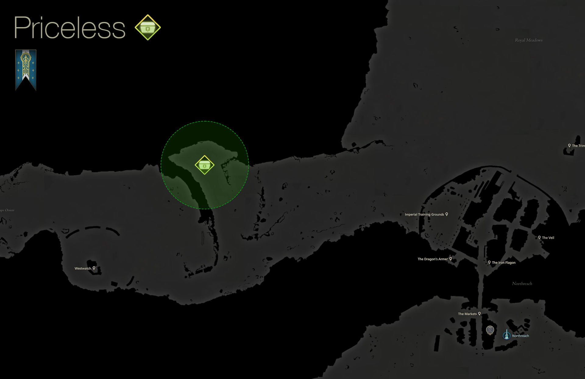 Map showing the location of the flowers that Jill wants for the Priceless optional quest