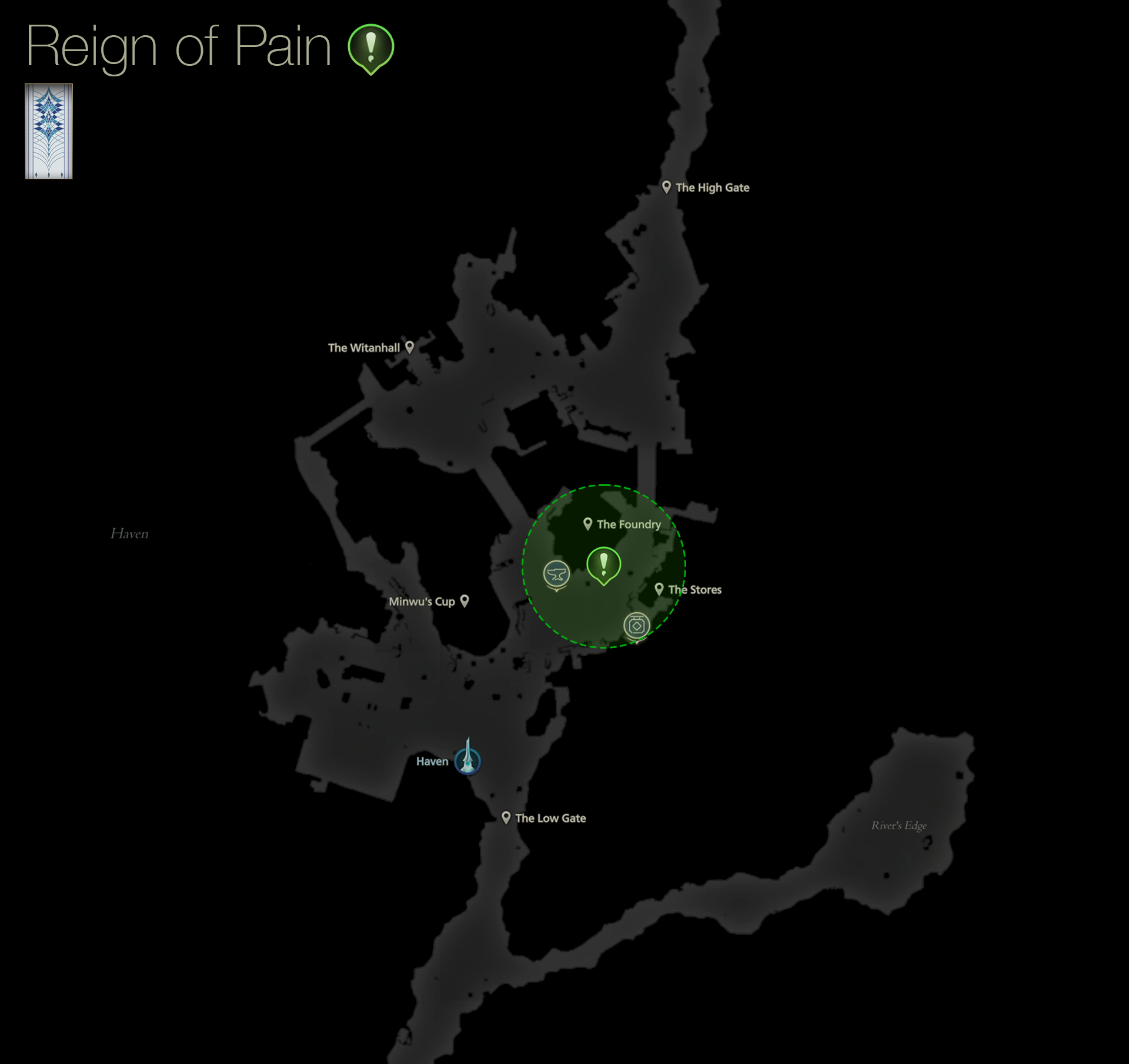 Map showing the location of Fanet in Haven in Mysidia