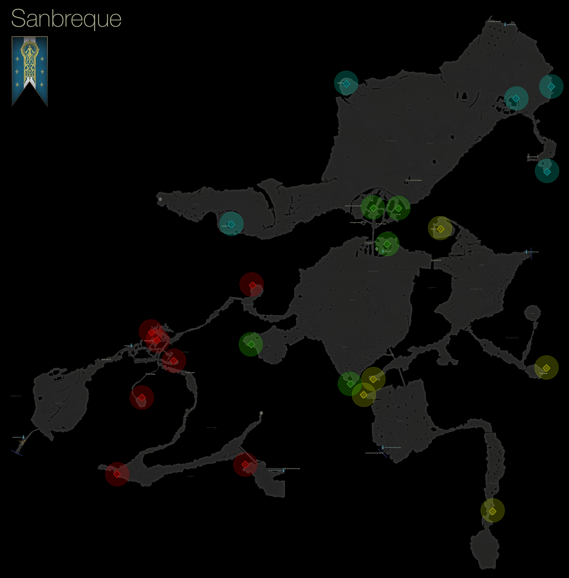 Map of the treasure coffer locations in Sanbreque