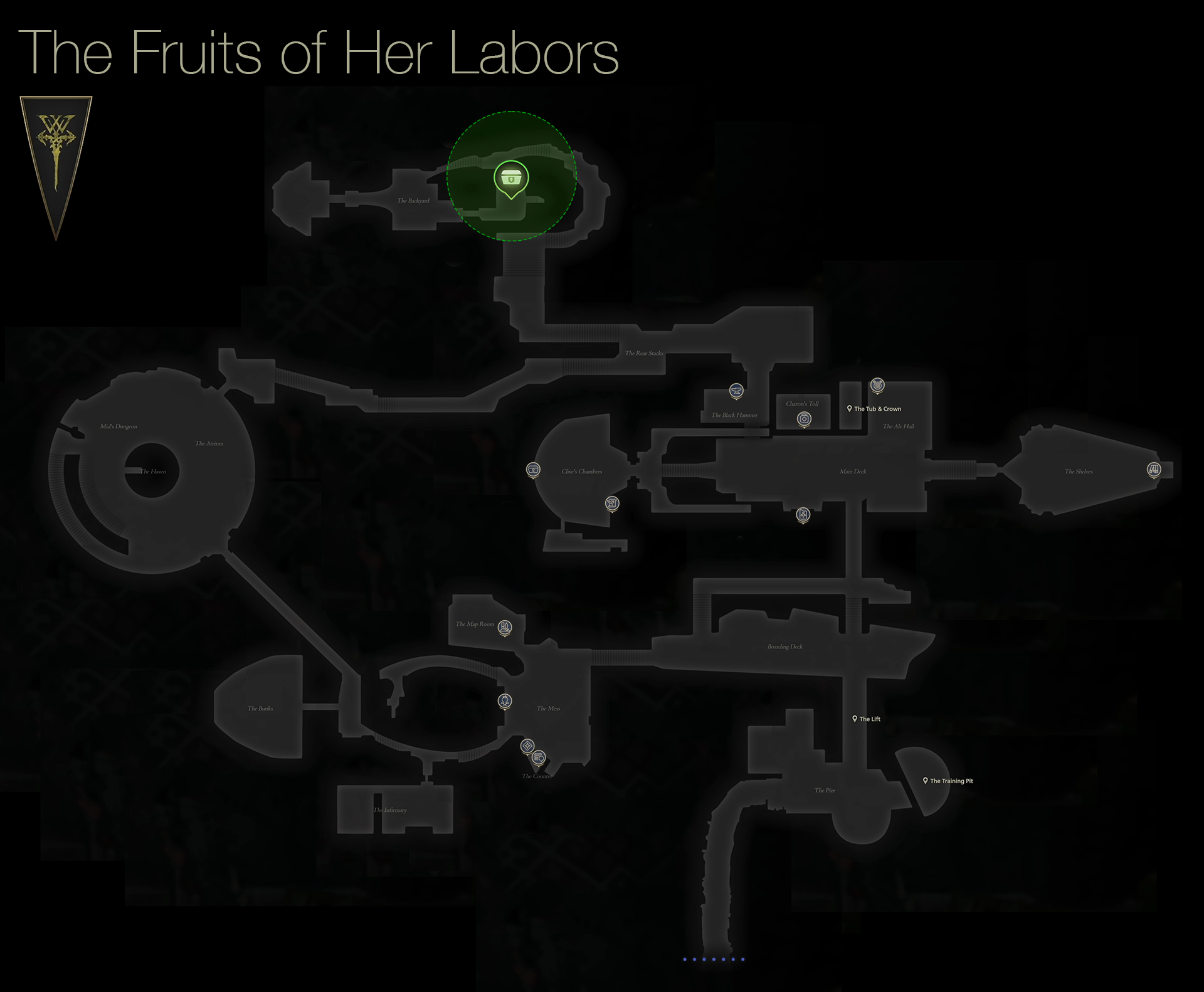 Map showing the location of Cormac in the backyard of the Hideaway