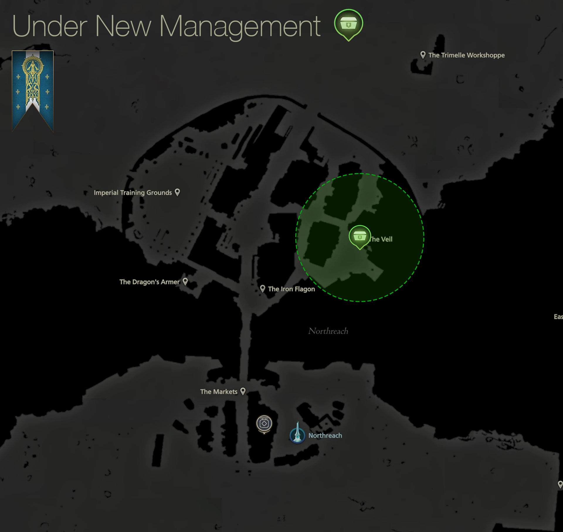 Map showing the location of Isablle in the Veil of Northreach