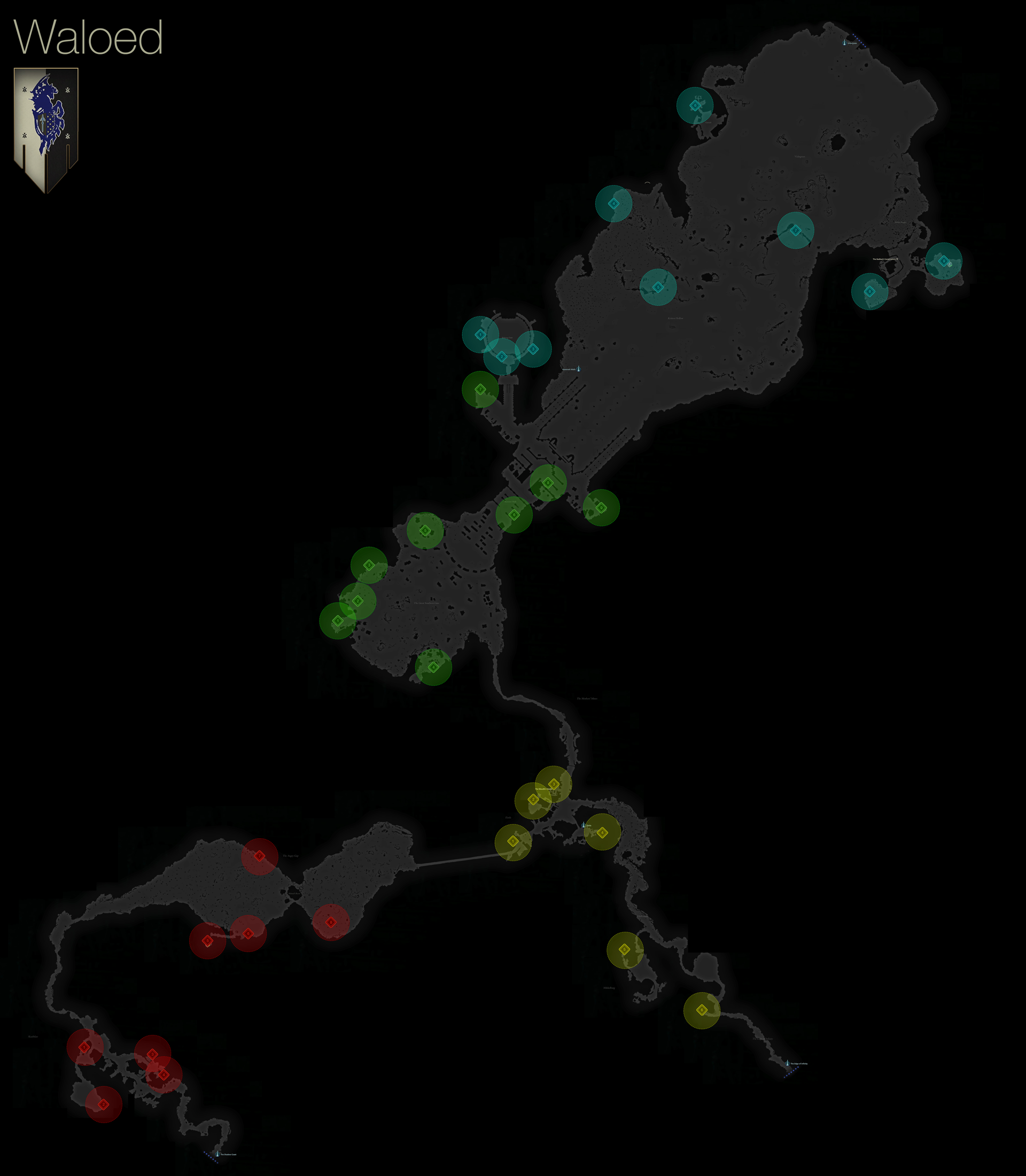 Map of the treasure coffer locations in Waloed