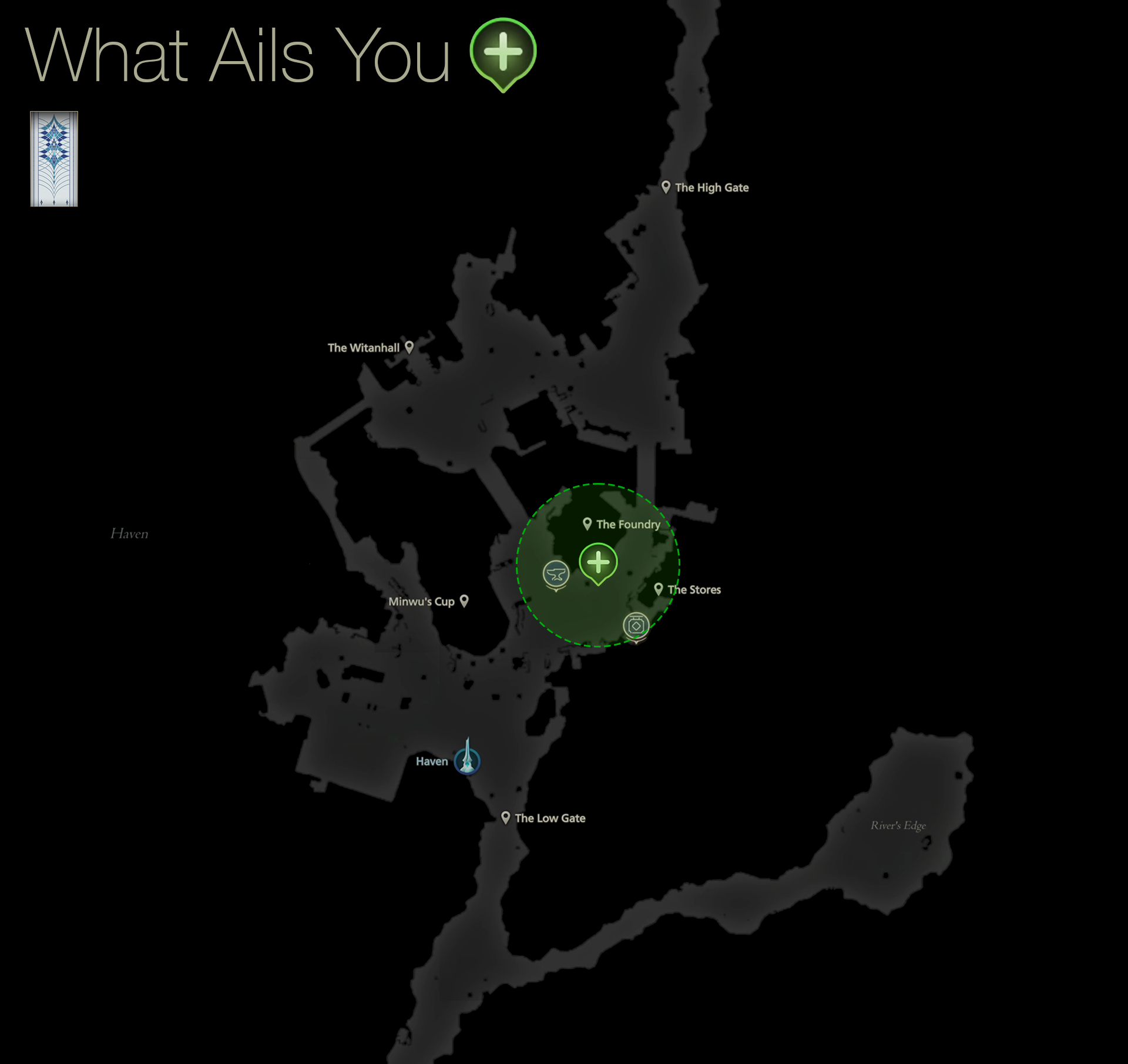 Map showing the location of Fanet in Haven in Mysidia