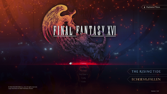 Title screen for the game