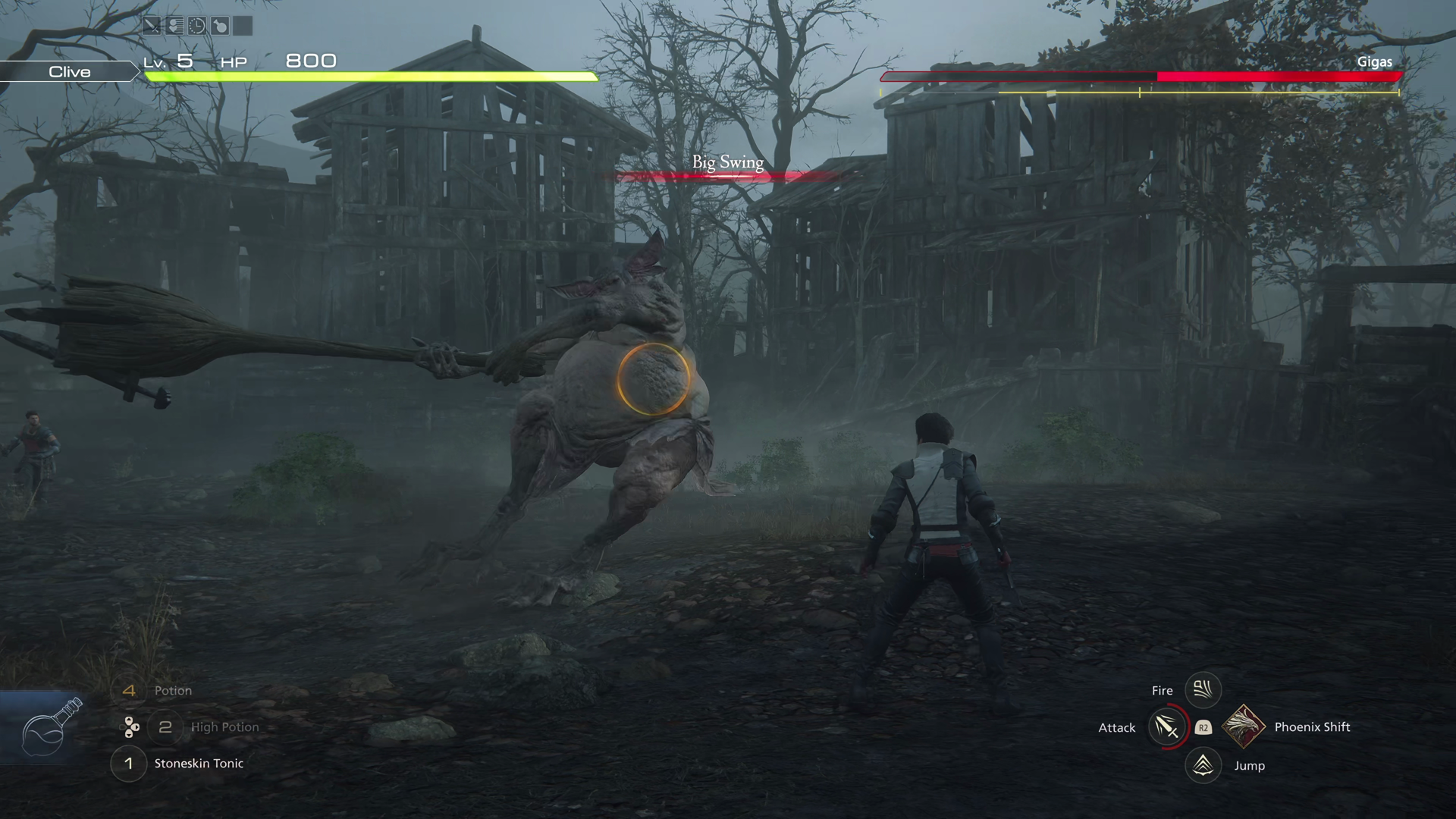 Gigas using its Big Swing attack