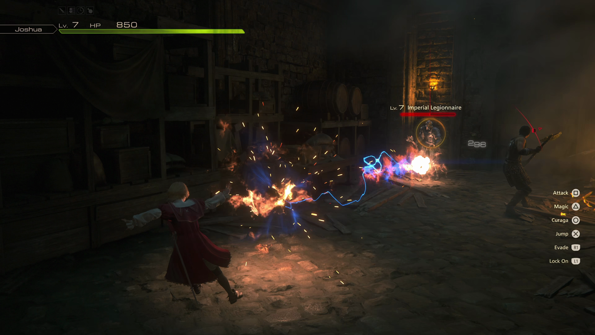 Joshua using his Magic attack