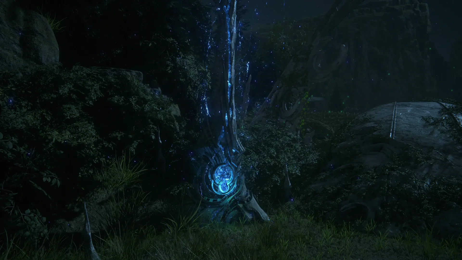 Close-up of the Lostwing Obelisk being activated