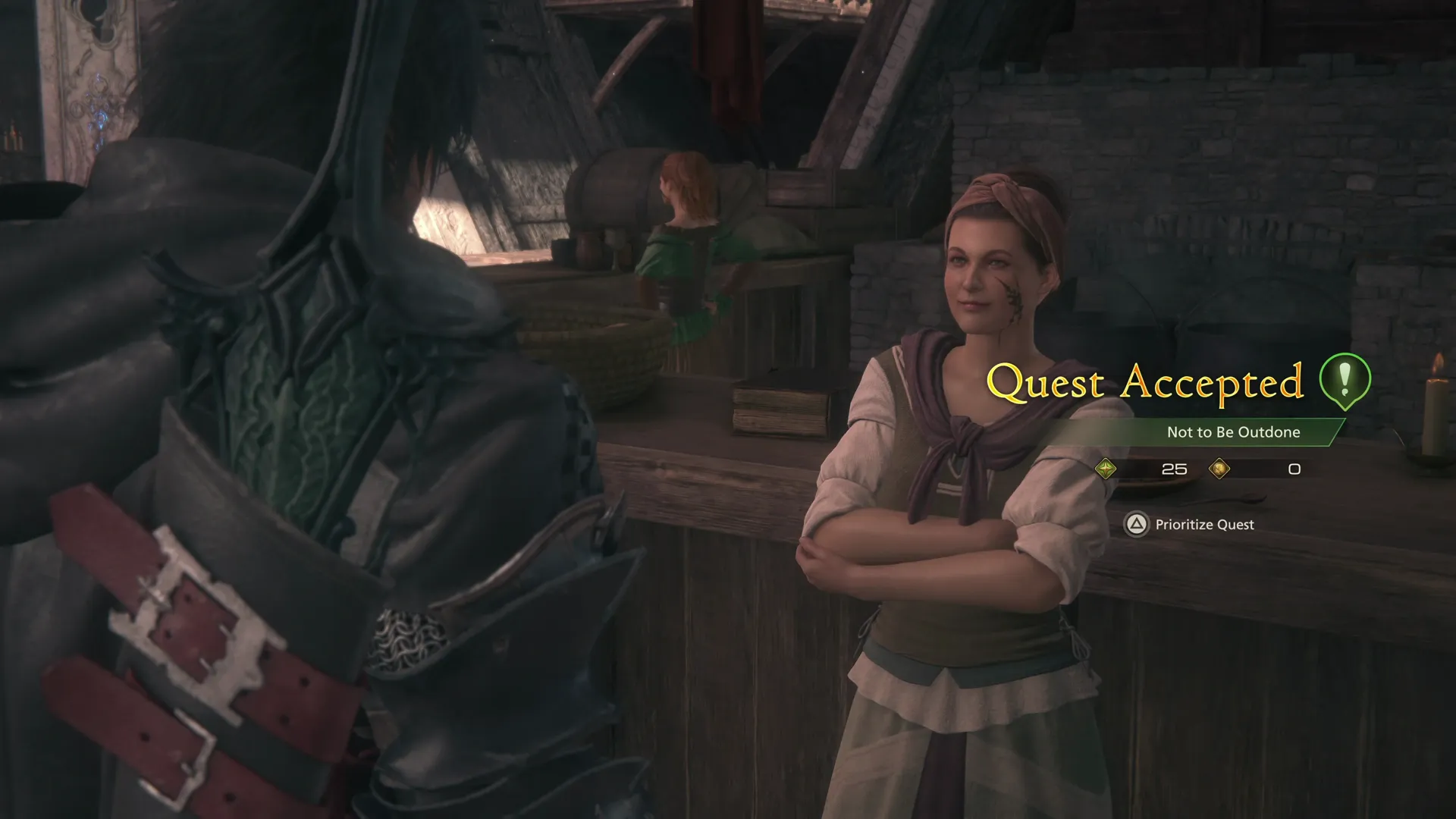 Accepting the Not to Be Outdone Optional Quest from Molly in the kitchen