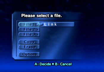 The Save Game screen at the beginning of the game