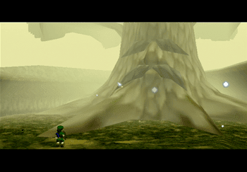 Link standing in front of the Great Deku Tree