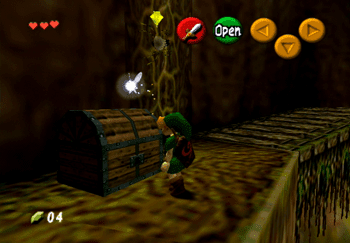 Link opening a large treasure chest with the Dungeon Map inside