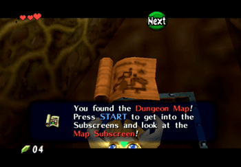Link holding up the Deku Tree Dungeon Map
