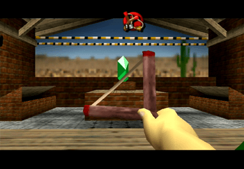 Aiming for a Green Rupee in the Shooting Gallery