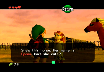 Speaking to Malon in the center of Lon Lon Ranch about Epona