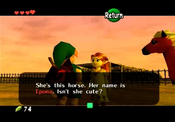 Speaking to Malon in the center of Lon Lon Ranch horse pen