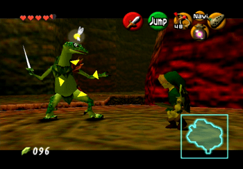 Battling against the first two Lizalfos mini bosses