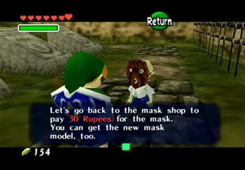 Selling the Spooky Mask to the kid in the Kakariko Village Graveyard