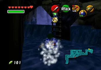 Obtaining a Gold Skulltula token on the ladder at the end of Zora’s River