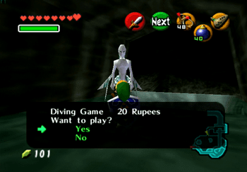 Accepting the challenge to play the Diving Game for 20 Rupees