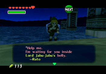 Link reading the note inside the bottle from Princess Ruto