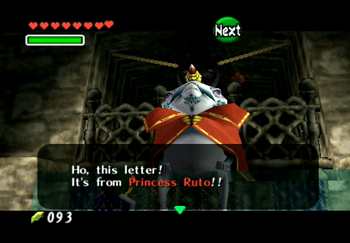 Showing the letter from Princess Ruto to King Zora
