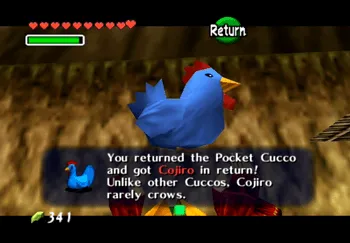Obtaining Cojiro from the woman in Kakariko Village