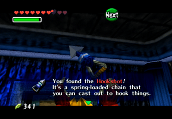 Obtaining the Hookshot as a prize for completing Dampe’s Race
