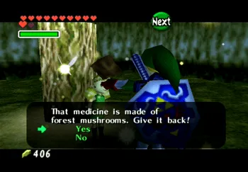 The Fairy Child in Lost Woods asking for the mushrooms back