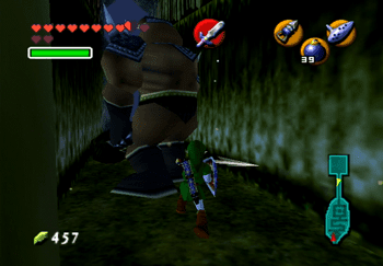 Defeating a Moblin from behind