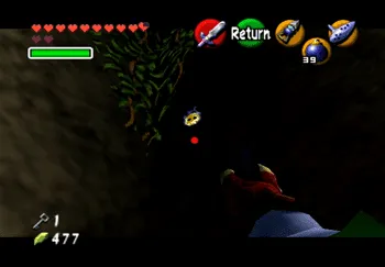 Aiming at the Gold Skulltula in the corner