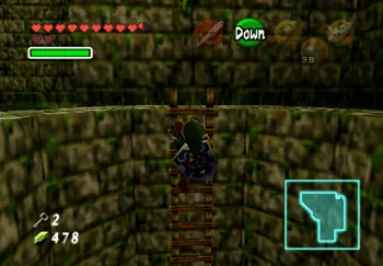 Climbing down the ladder into the well