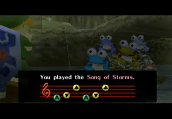 Playing the Song of Storms for the Frogs at Zora’s River