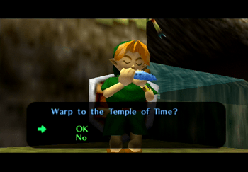 Young Link warping to the Temple of Time