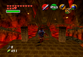 Entering the large room filled with lava