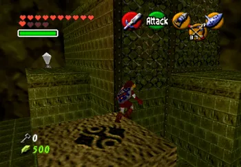 Jumping across the block with the crystal switch in the background